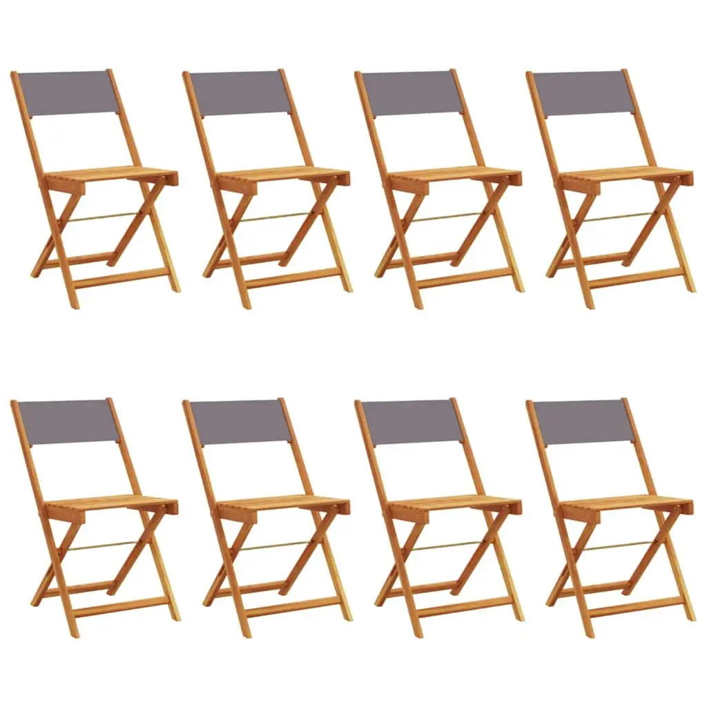 Folding Garden Chairs Set 8 Piece Anthracite Outdoor Seating Acacia Wood Portable