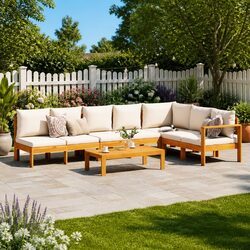 Garden Sofa Set 5 Piece Outdoor Furniture with Cushions Wood Patio Lounge