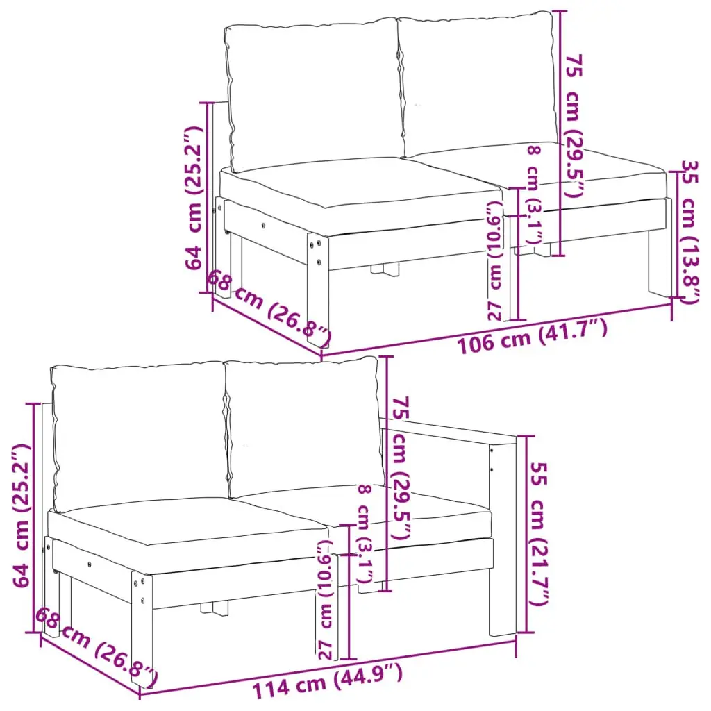 6 Piece Garden Sofa Set Outdoor Furniture Patio Seating with Cushions Cream