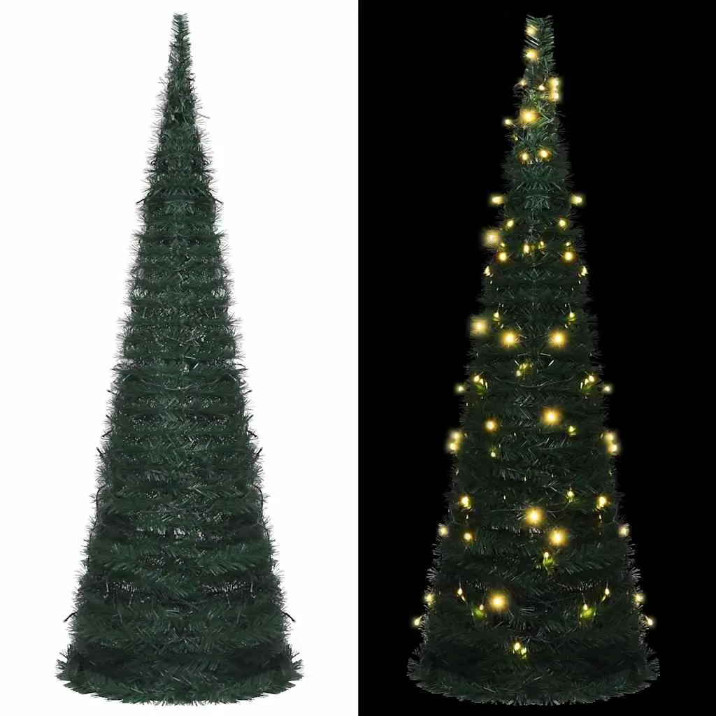 Pop-up String Artificial Christmas Tree 180 cm Green Pre-lit LED