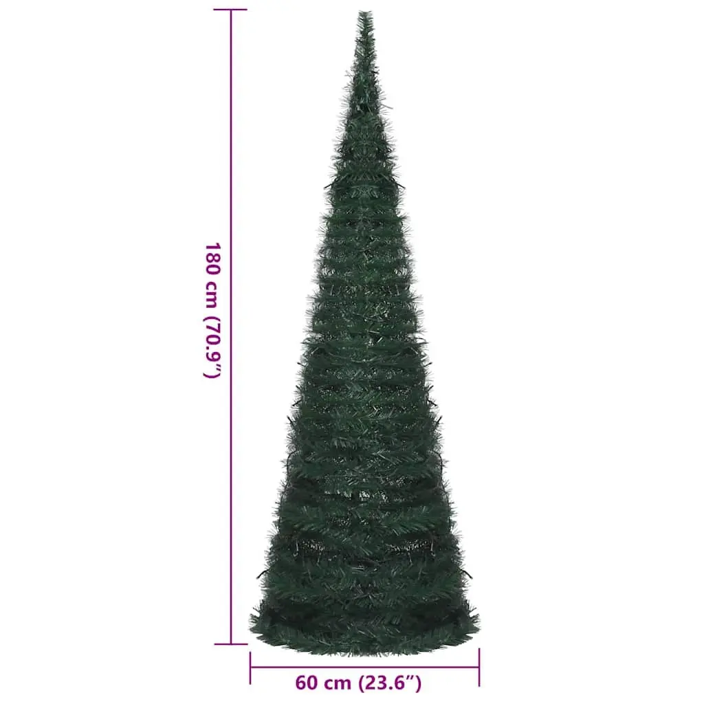Pop-up String Artificial Christmas Tree 180 cm Green Pre-lit LED