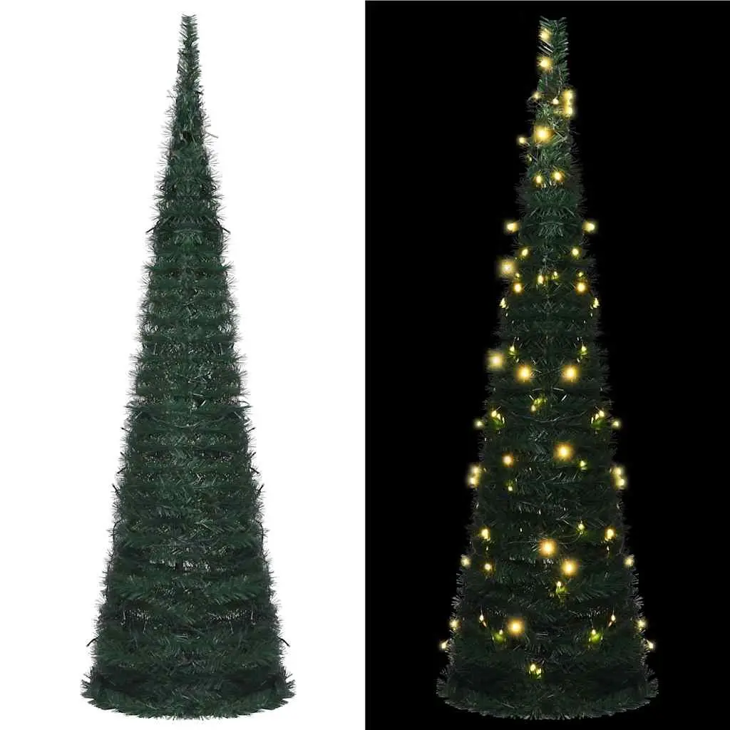 Pop-up Artificial Christmas Tree 210cm Green Pre-lit LED String Xmas Home Decor