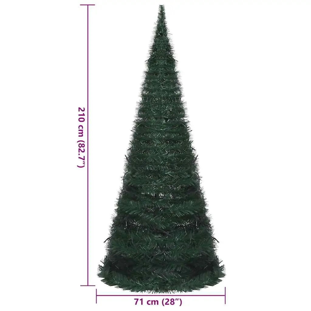 Pop-up Artificial Christmas Tree 210cm Green Pre-lit LED String Xmas Home Decor