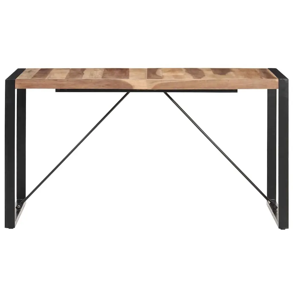 Solid Wood Dining Table 140x70x75 cm Kitchen Furniture Brown Industrial Design