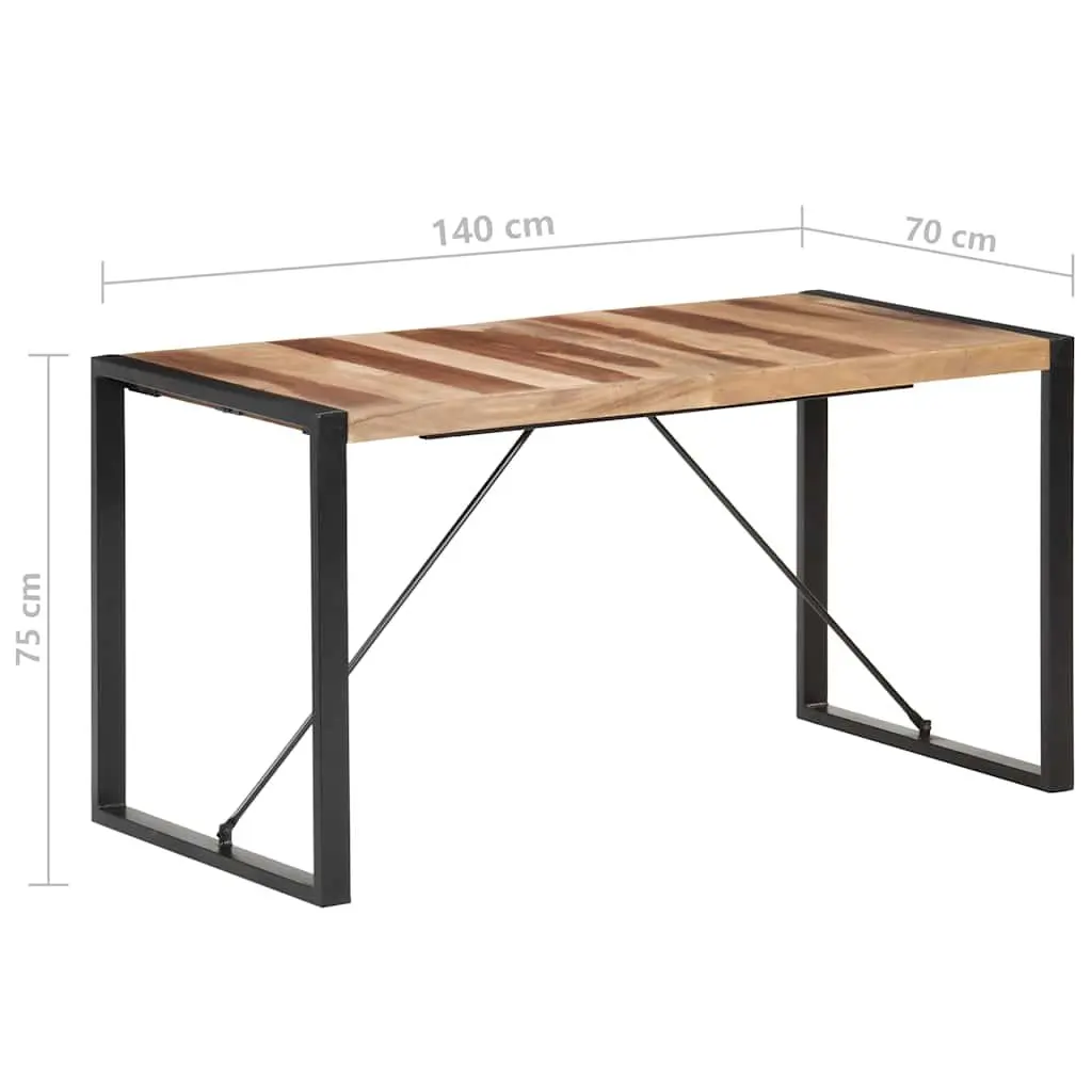 Solid Wood Dining Table 140x70x75 cm Kitchen Furniture Brown Industrial Design