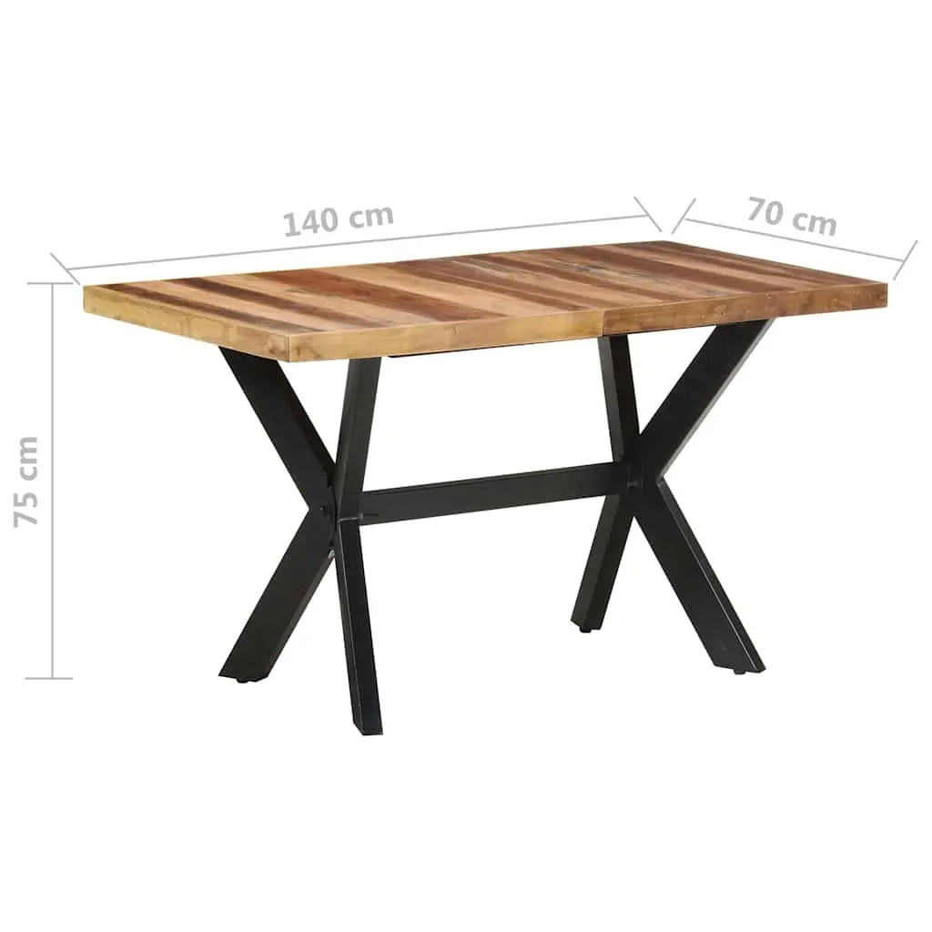 Dining Table Industrial Style Solid Wood 140x70x75 cm Brown