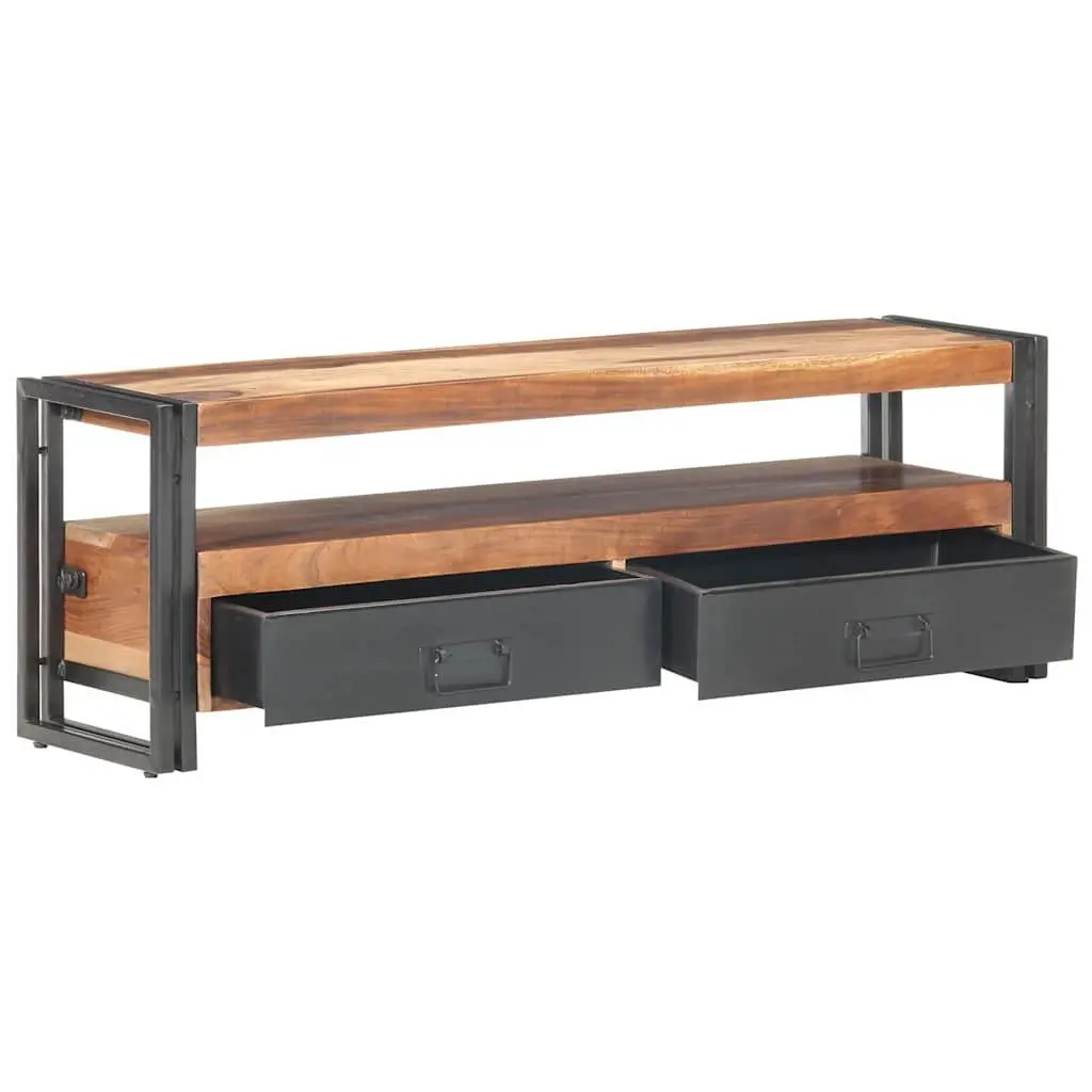 TV Cabinet Brown Wood 120x30x40 cm Storage Unit with Drawers Open Compartment