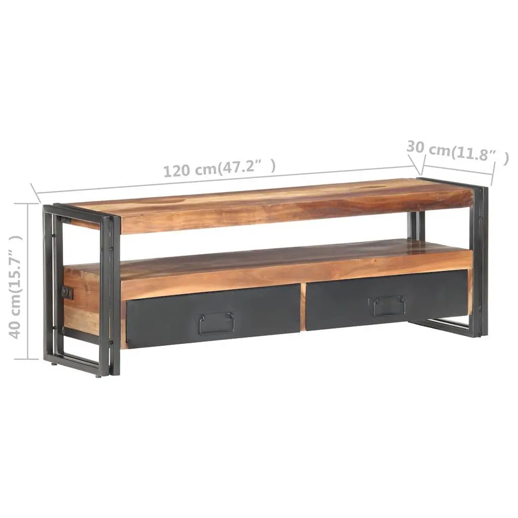 TV Cabinet Brown Wood 120x30x40 cm Storage Unit with Drawers Open Compartment