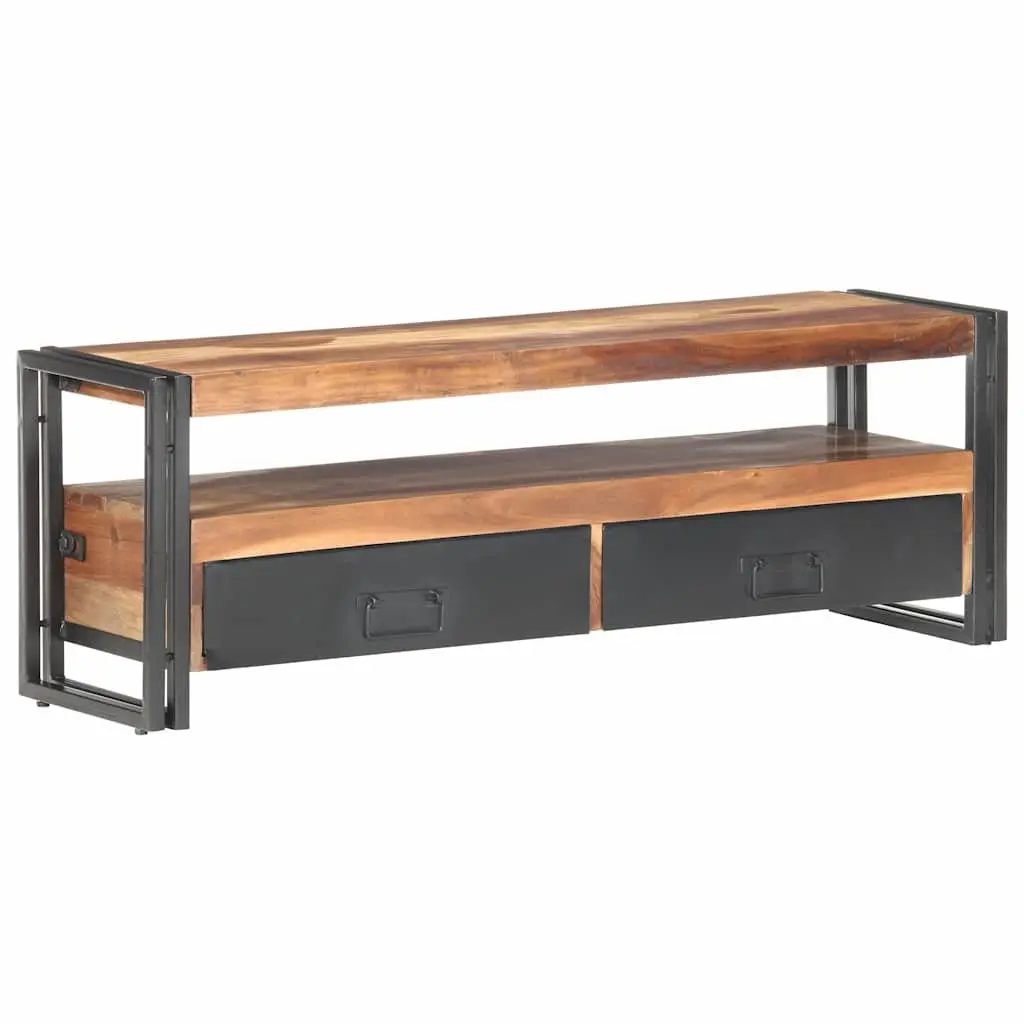 TV Cabinet Brown Wood 120x30x40 cm Storage Unit with Drawers Open Compartment
