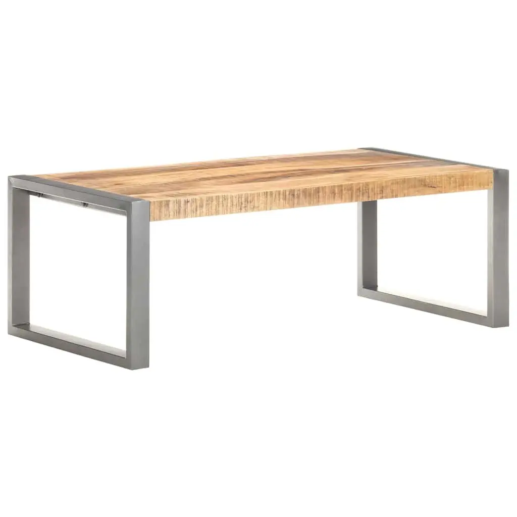 Coffee Table 110x60x40 cm Rough Mango Wood Grey Accent Living Room Furniture