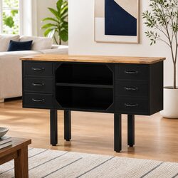 Sideboard 110x30x65 cm Industrial Wooden Storage Cabinet with Drawers