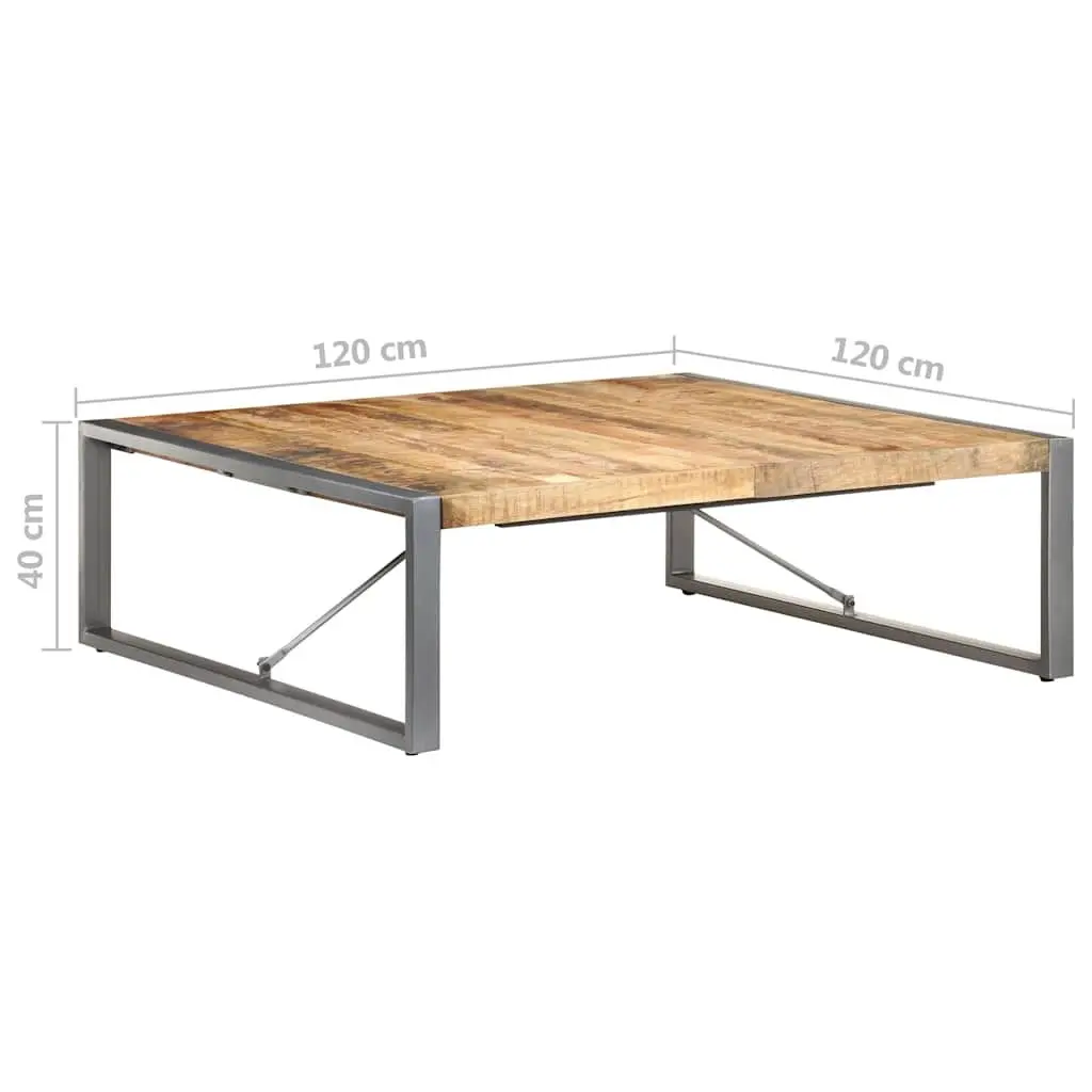 Coffee Table Industrial Style Solid Wood Mango Grey 120x120x40 cm