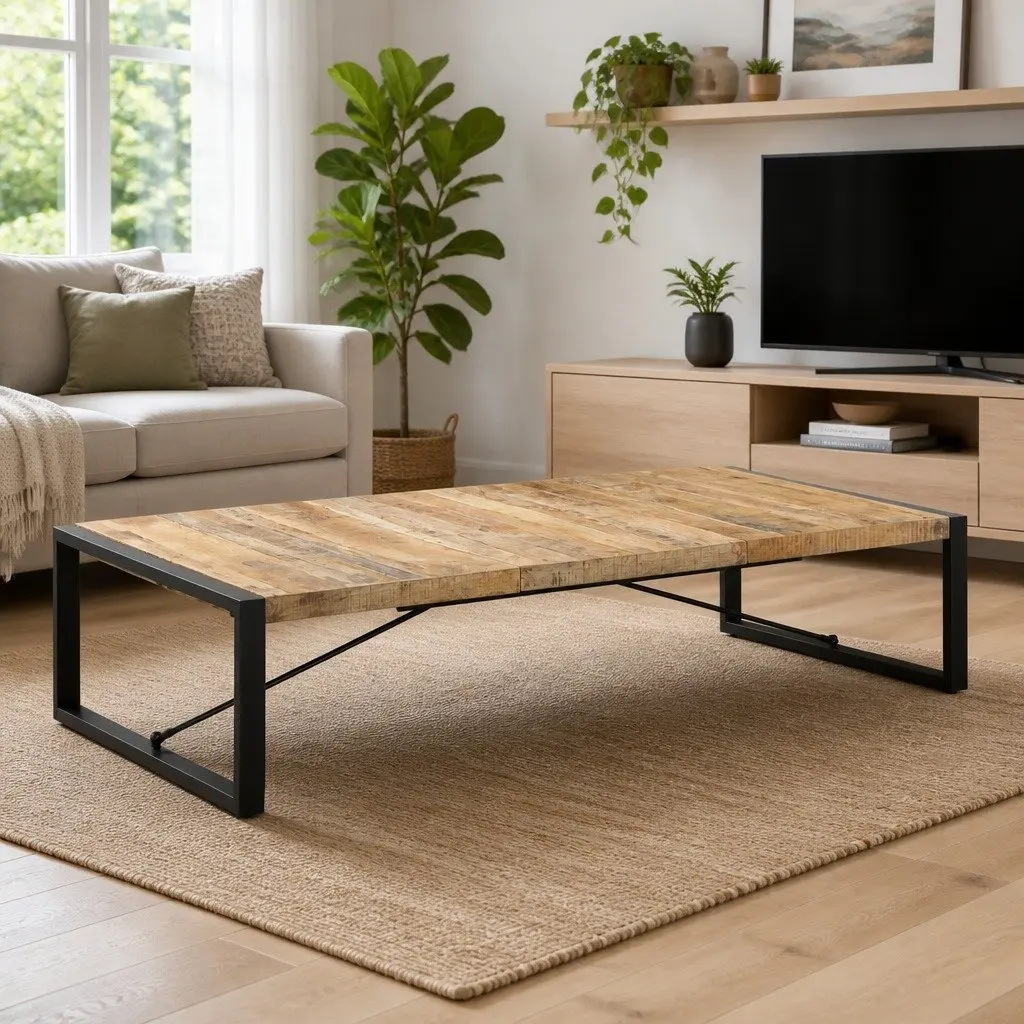 Coffee Table Industrial Style Solid Mango Wood 180x90x40 cm