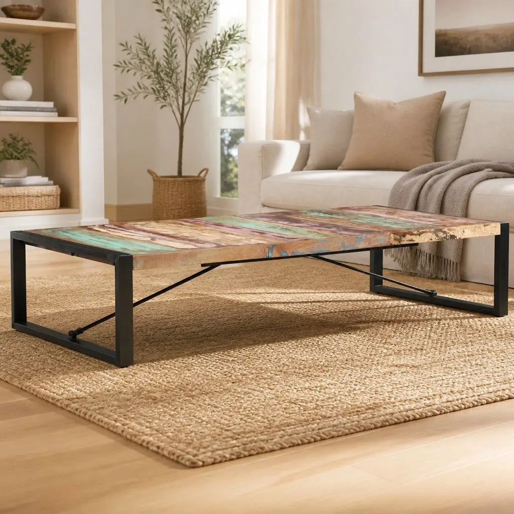 Coffee Table Industrial Style Solid Reclaimed Wood 180x90x40 cm