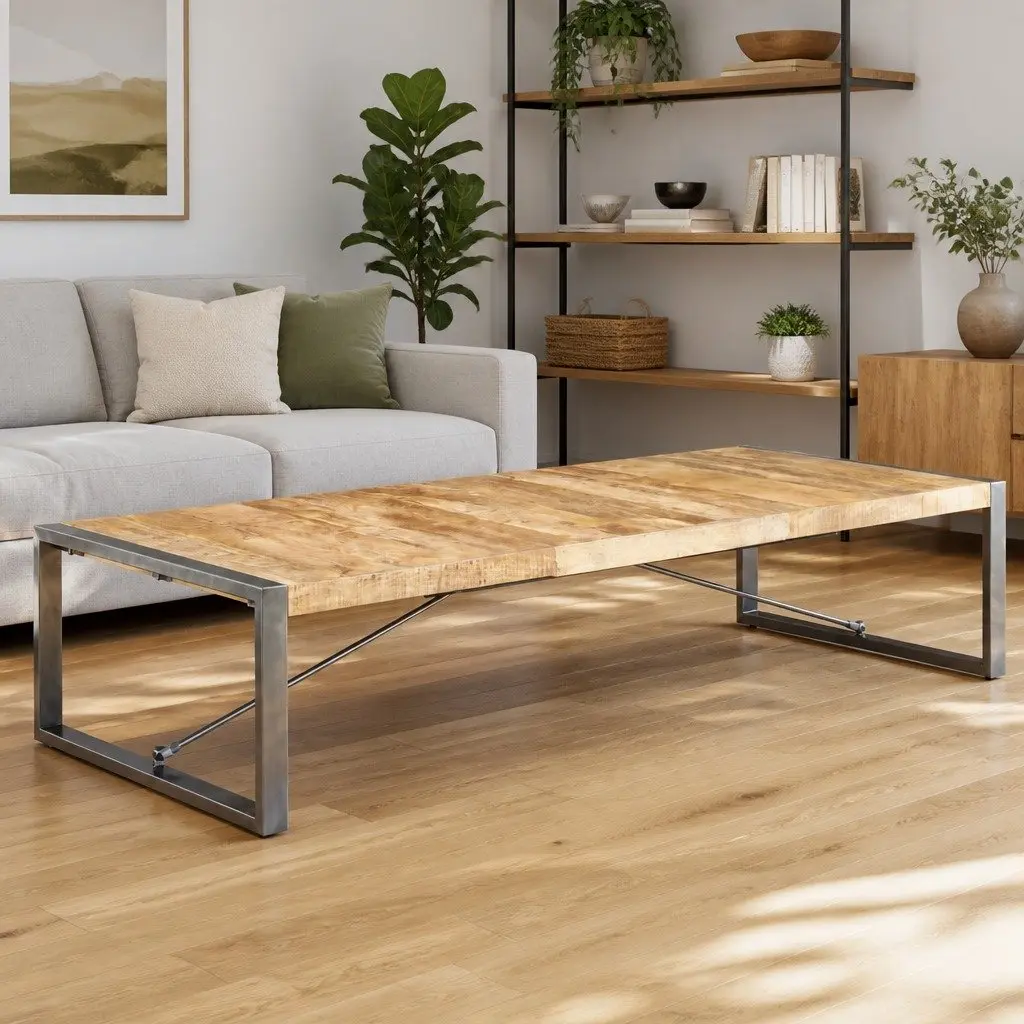 Coffee Table Industrial Style Solid Mango Wood 180x90x40 cm