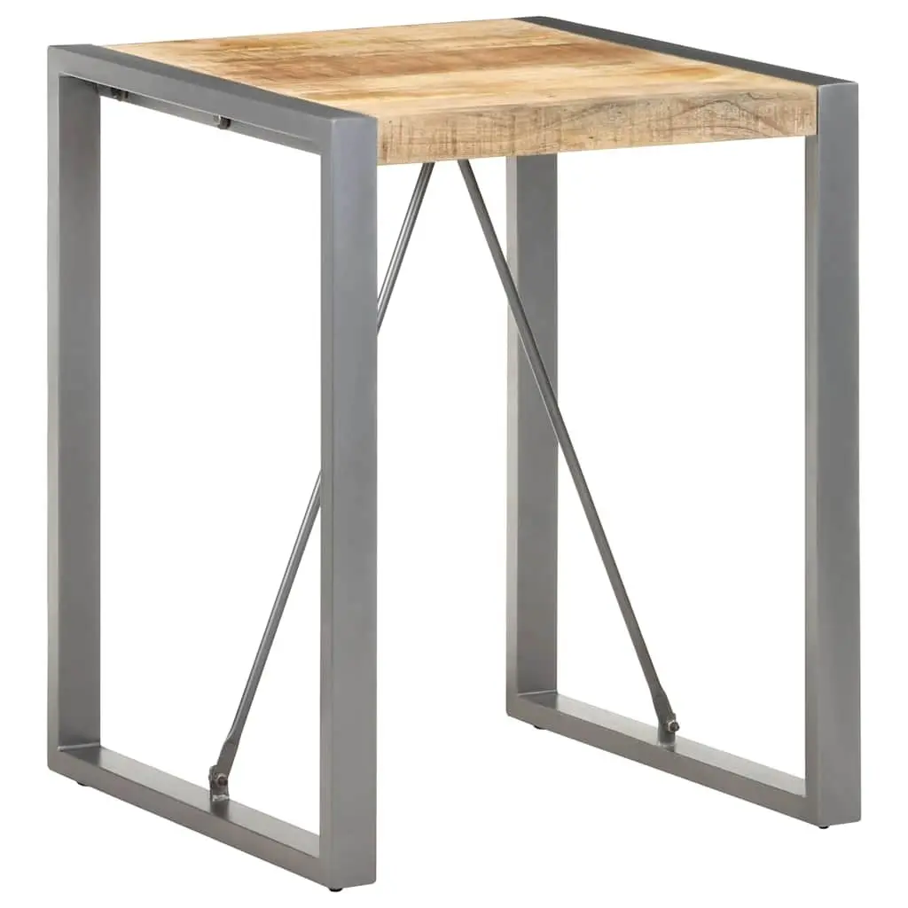 Dining Table Industrial Style Solid Rough Mango Wood 60x60x75cm Steel Legs Grey