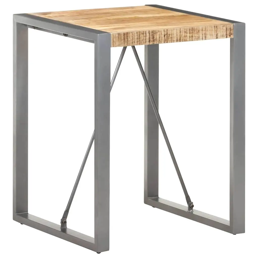 Dining Table Industrial Style Solid Rough Mango Wood 60x60x75cm Steel Legs Grey