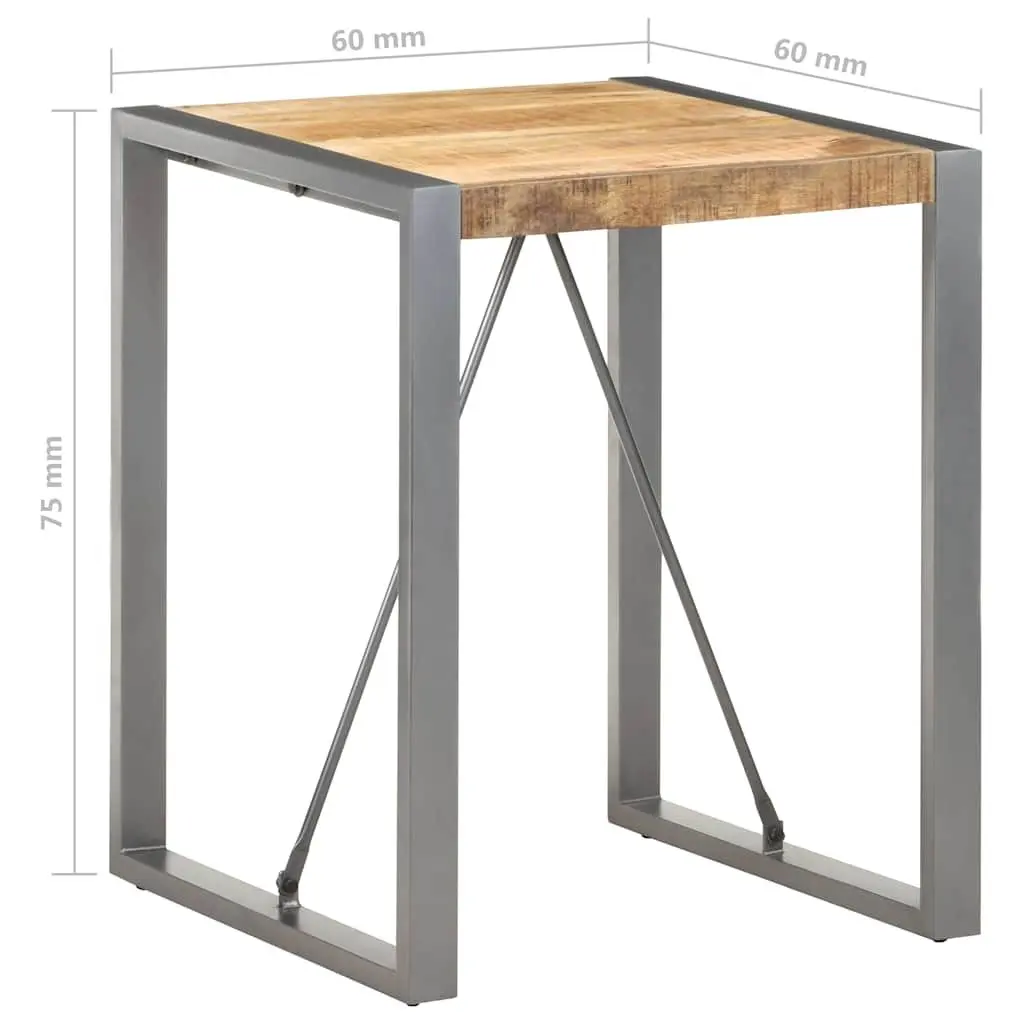 Dining Table Industrial Style Solid Rough Mango Wood 60x60x75cm Steel Legs Grey