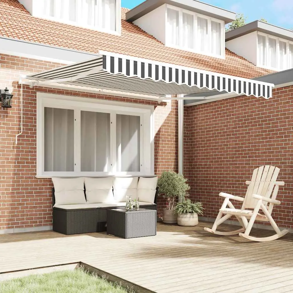 Retractable Awning Manual Anthracite 300x250cm Patio Sun Shade