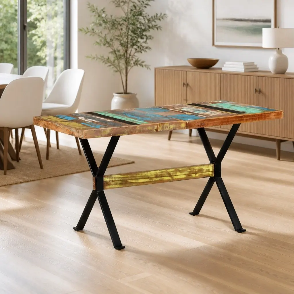 Dining Table Industrial Solid Reclaimed Wood 140x70x76 cm