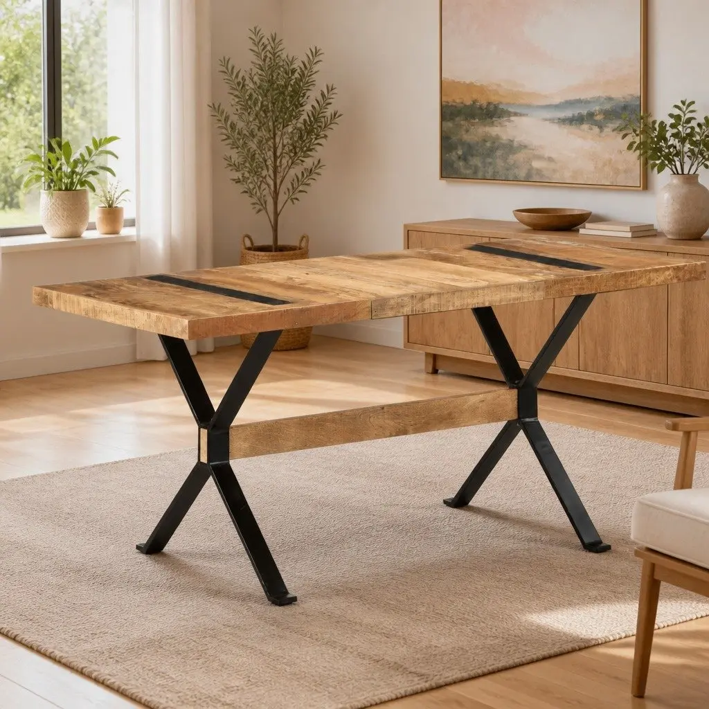 Dining Table 160x80x76 cm Kitchen Room Furniture Industrial Style Wooden