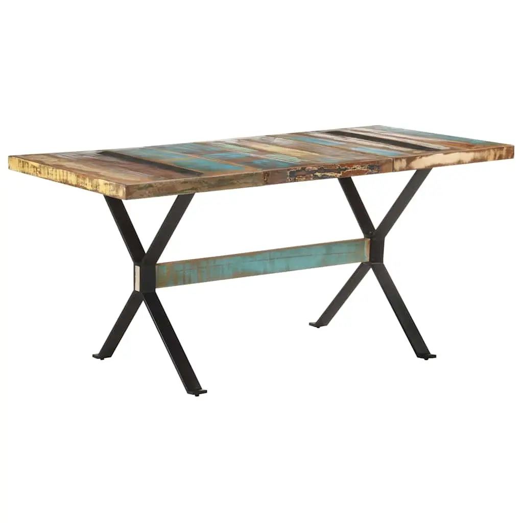 Dining Table 160x80x76 cm Solid Reclaimed Wood Industrial Kitchen Furniture