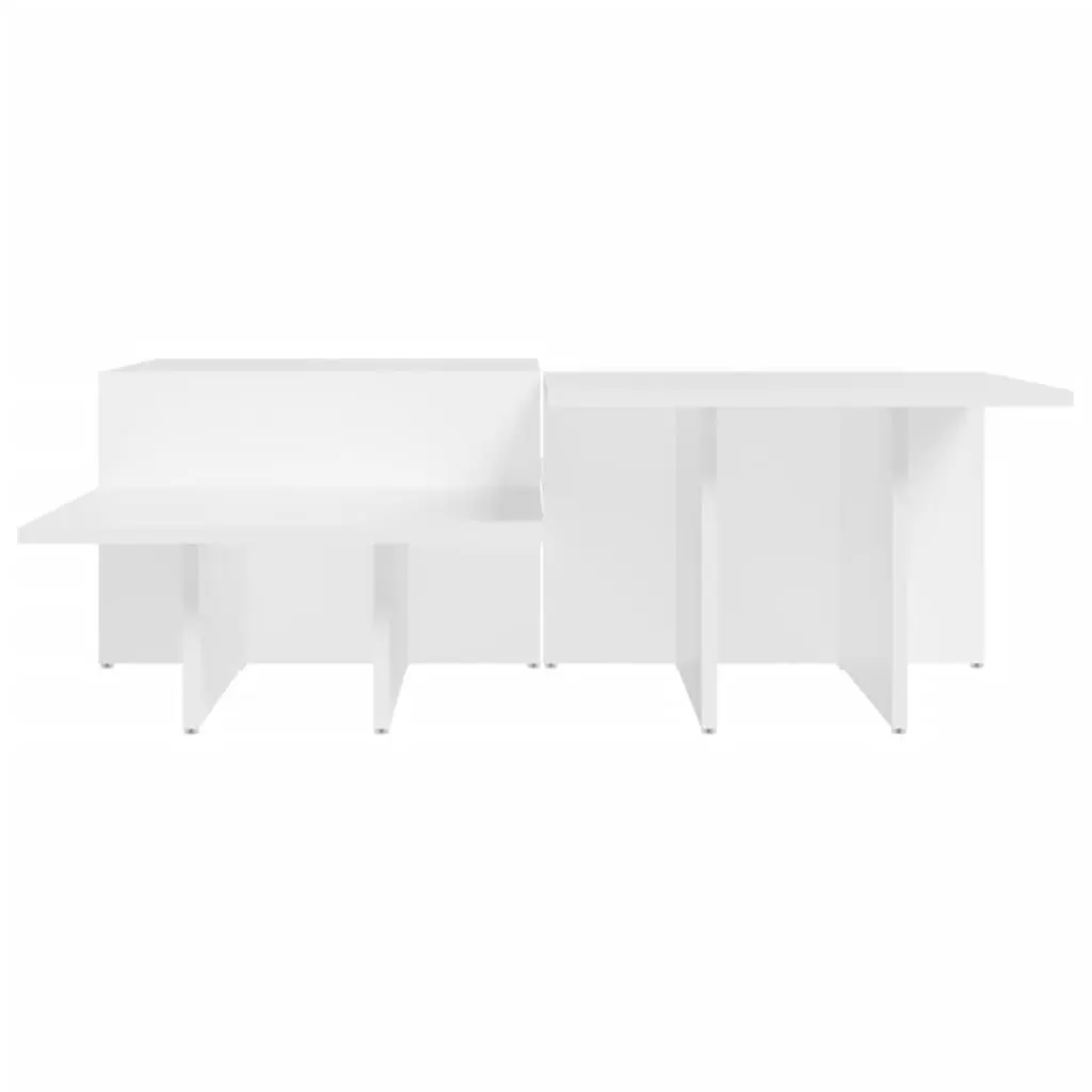 Coffee Table Set 2 Pieces Engineered Wood White Accent Tables Living Room
