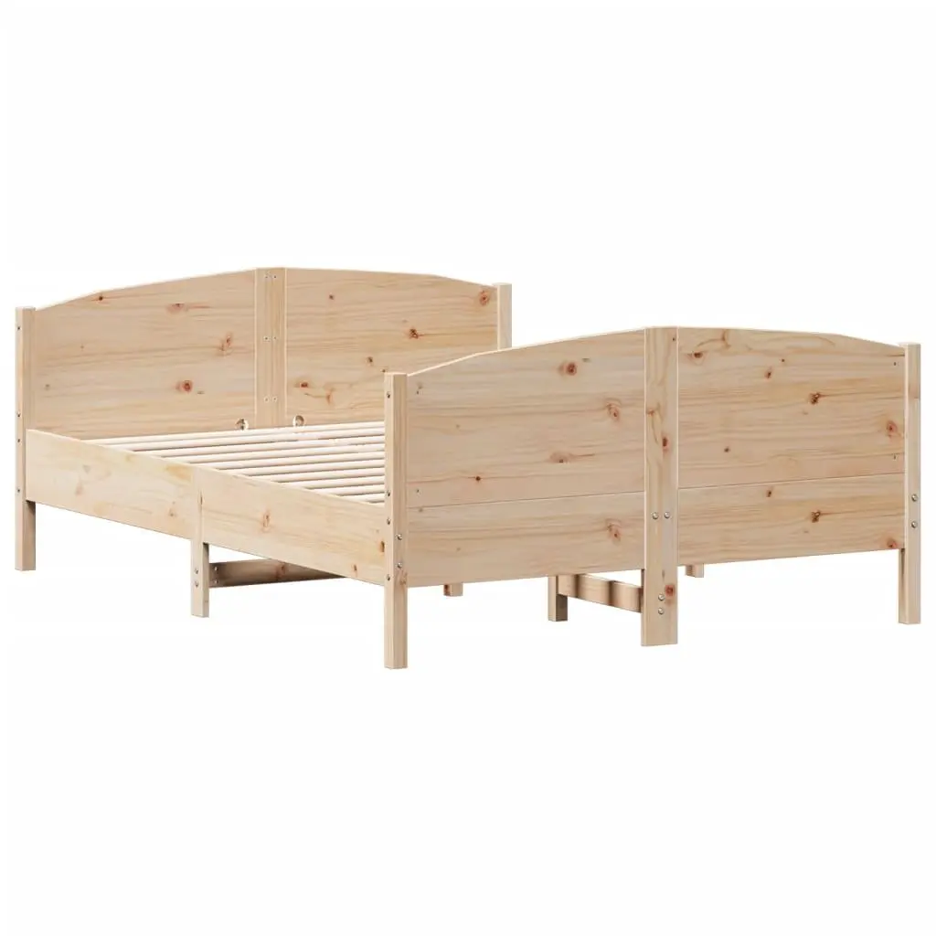 Bed Frame 150x200 cm Solid Wood Pine Wooden Bedroom Furniture without Mattress