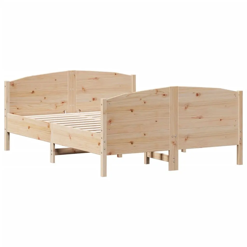 Bed Frame 150x200 cm Solid Wood Pine Wooden Bedroom Furniture without Mattress