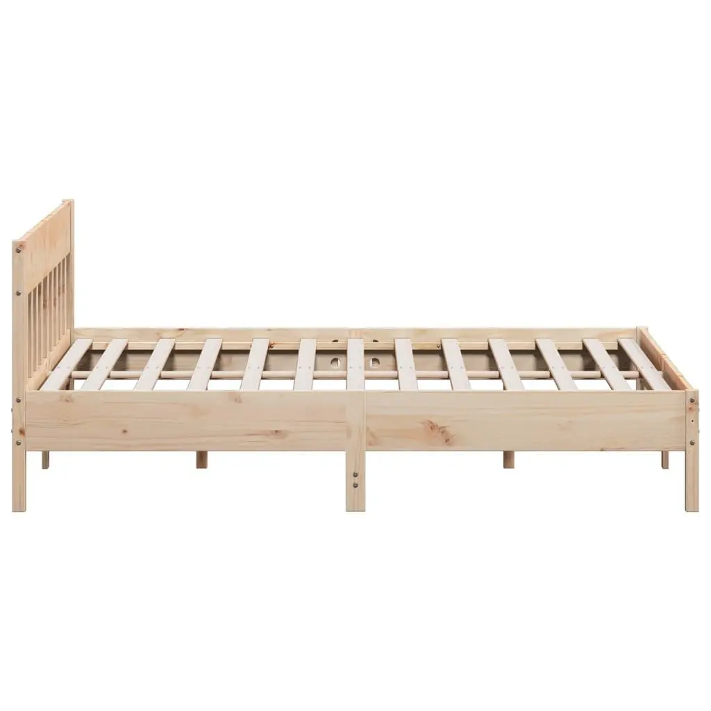 King Bed Frame Solid Pine Wood 183x203 cm Brown Bedroom Furniture Slatted Base