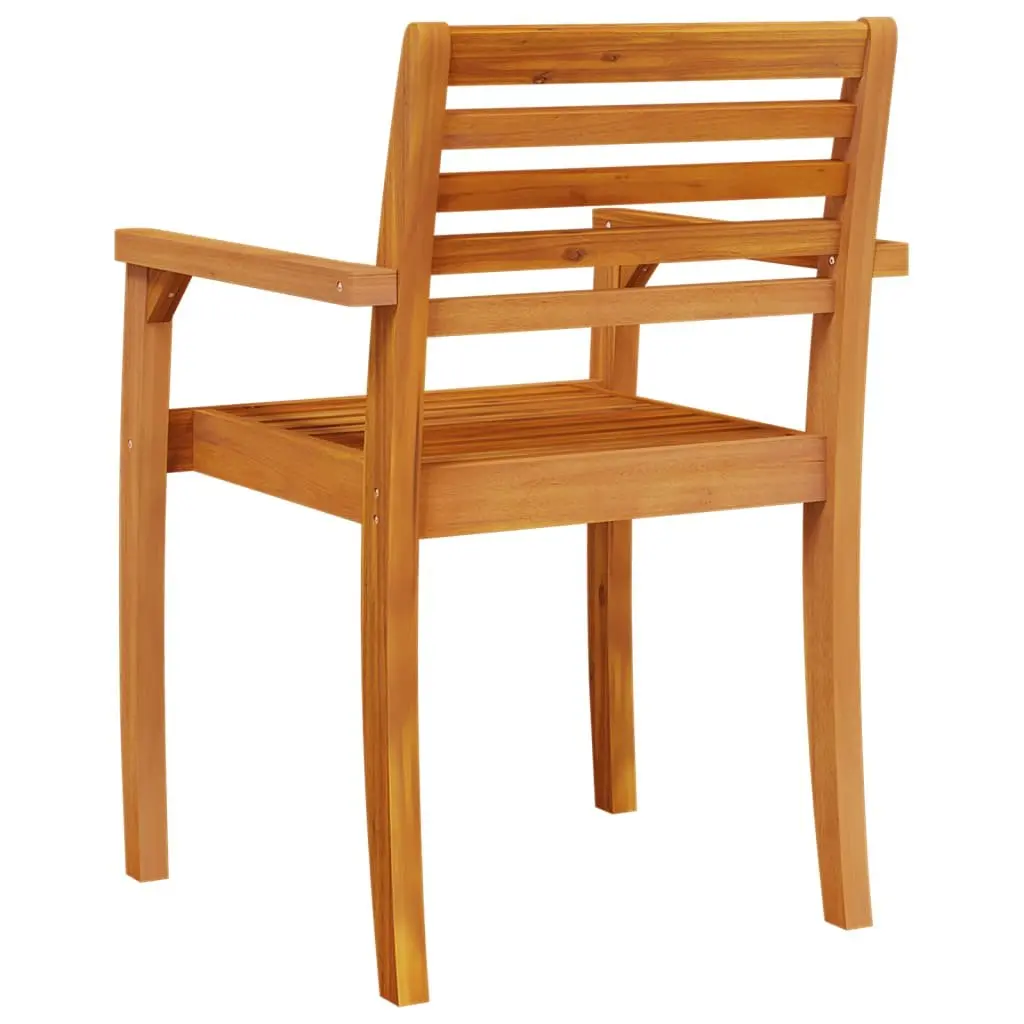 Outdoor Garden Chairs Solid Wood Acacia Armrest Backrest 4 Piece Set