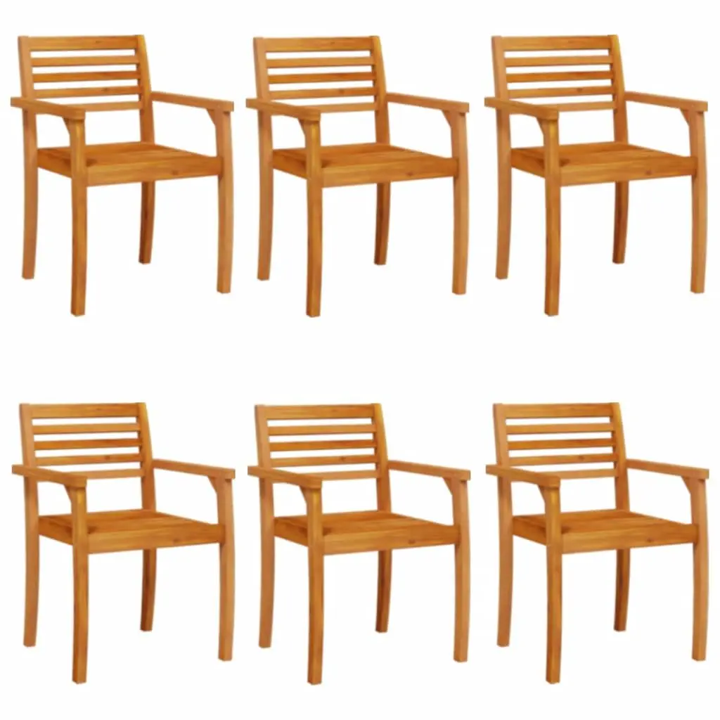 Outdoor Chairs Brown Wooden Armchair Backrest 6 Piece