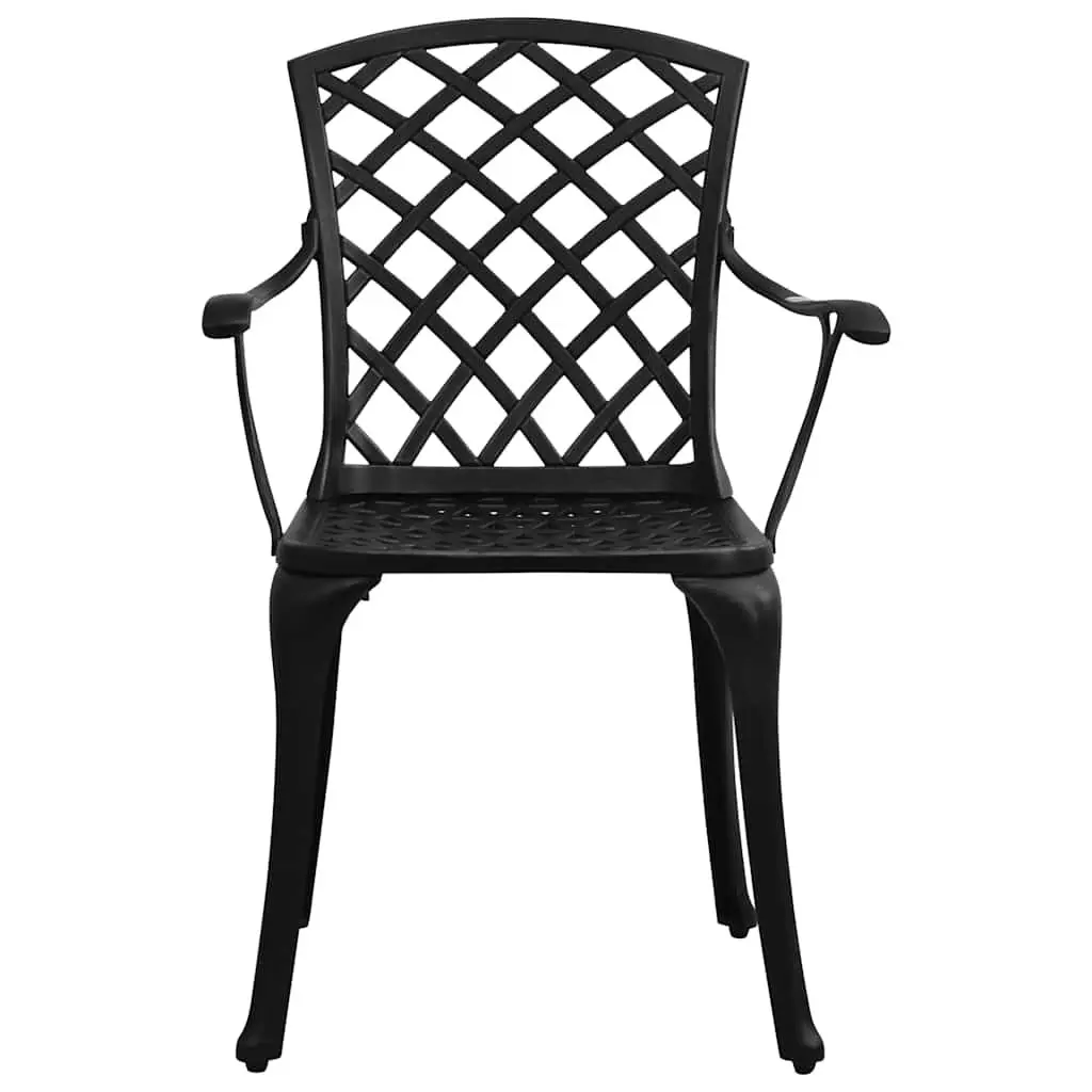 Outdoor Dining Set 5 Piece Cast Aluminium Table with High Backrest Chairs Black