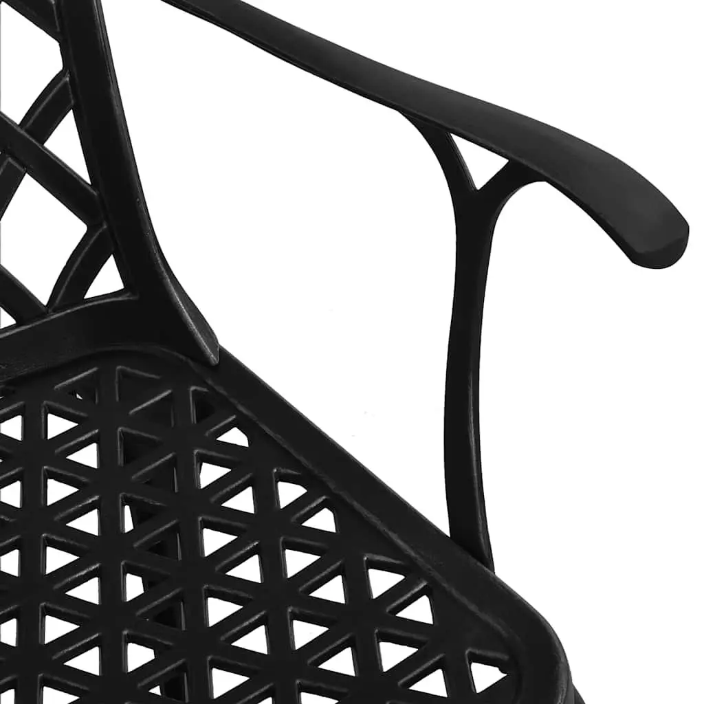 Outdoor Dining Set 5 Piece Cast Aluminium Table with High Backrest Chairs Black