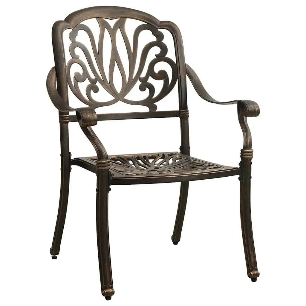 Bistro Set 3 Piece Outdoor Furniture Cast Aluminium Brown Garden Patio Balcony
