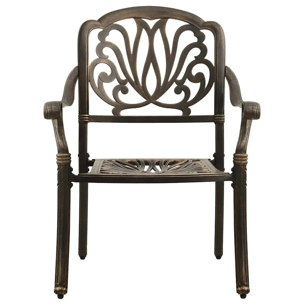 Bistro Set 3 Piece Outdoor Furniture Cast Aluminium Brown Garden Patio Balcony