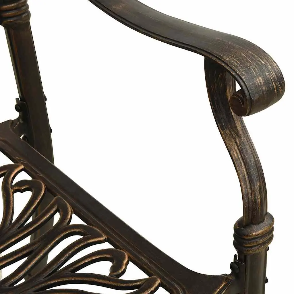 Bistro Set 3 Piece Outdoor Furniture Cast Aluminium Brown Garden Patio Balcony