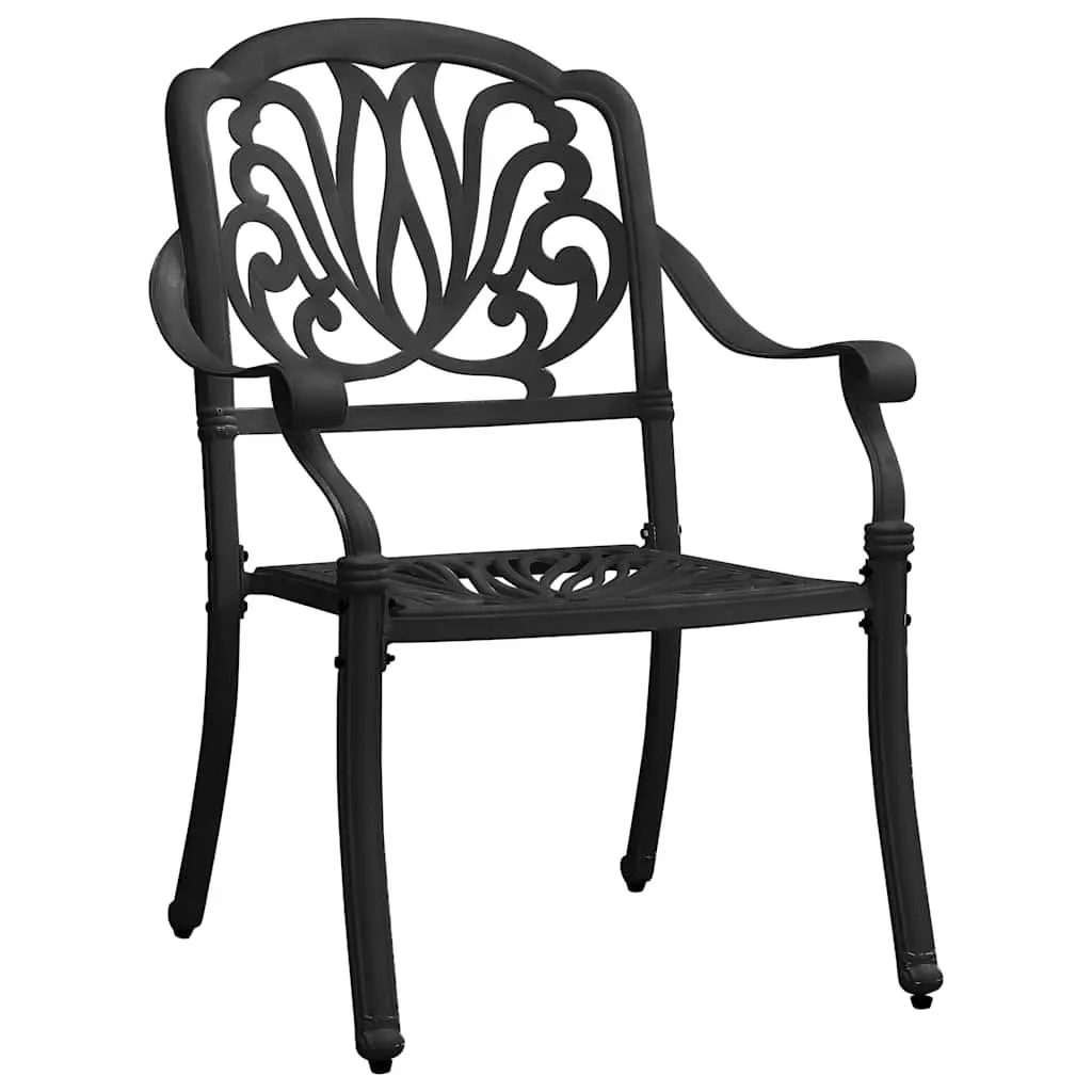 Black Outdoor Bistro Set with Table and Chairs for Garden and Patio 3 Piece