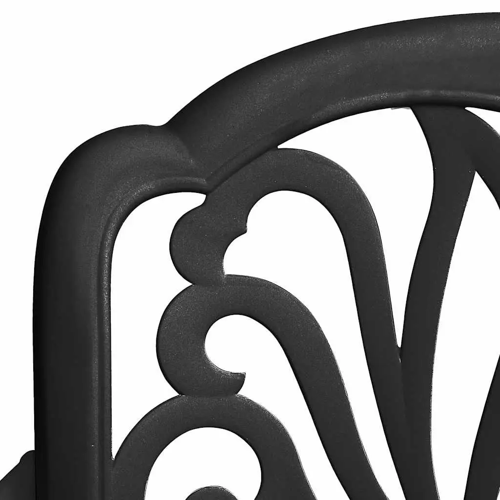 Outdoor Bistro Set Durable Black Cast Aluminium Garden Furniture Table and Chairs 3 Piece