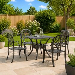 Friendly 5-Piece Black Cast Aluminium Patio Dining Set