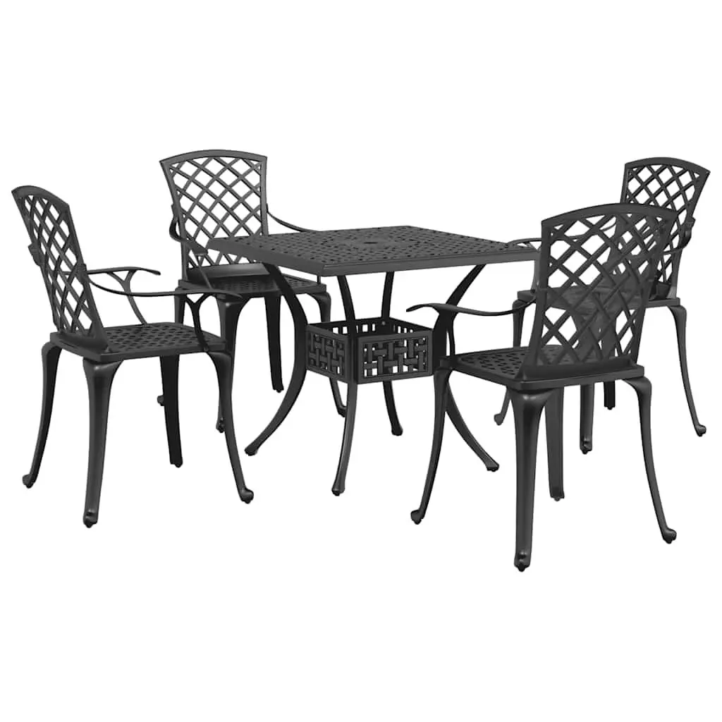 Outdoor Dining Set 5 Piece Black Cast Aluminium Patio Table