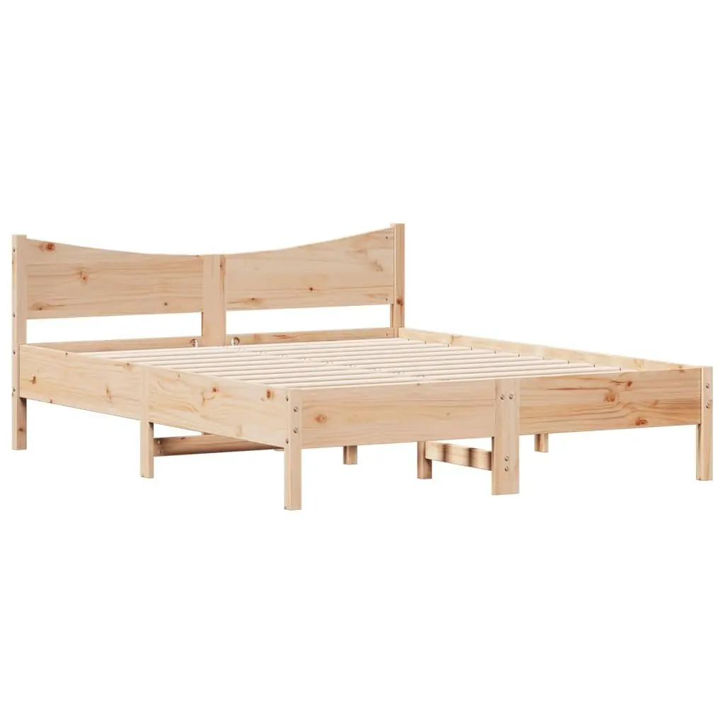 Pine Wood Bed Frame Slatted Base Brown 150x200 cm Solid Construction
