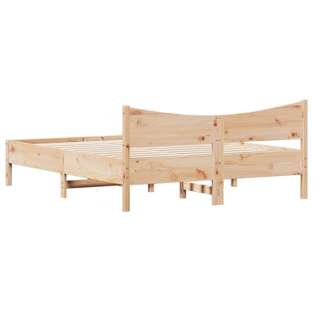 Pine Wood Bed Frame Slatted Base Brown 150x200 cm Solid Construction