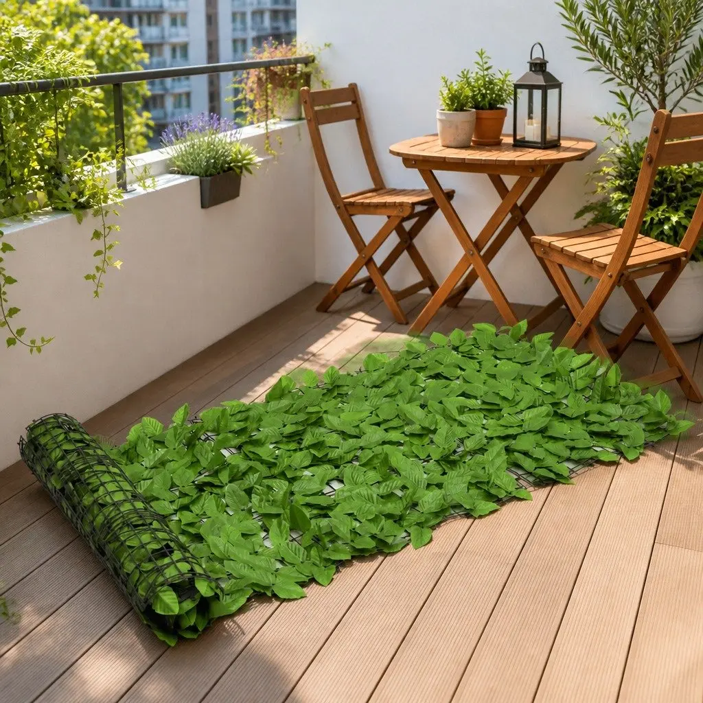 Balcony Privacy Screen Green Leaves Outdoor Garden Fence Windbreak Sunshade