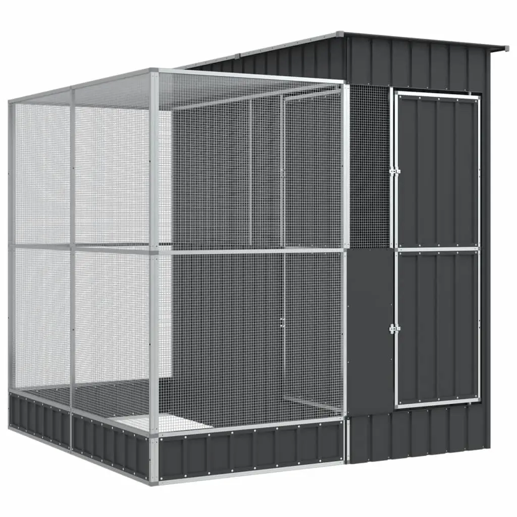 Steel Aviary with Extension Silver 209x203x216cm