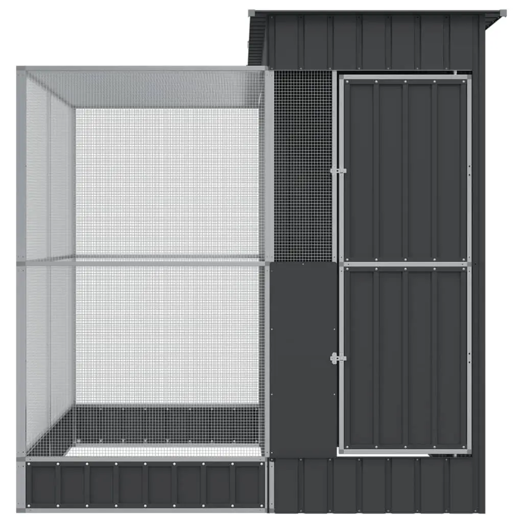 Steel Aviary with Extension Silver 209x203x216cm