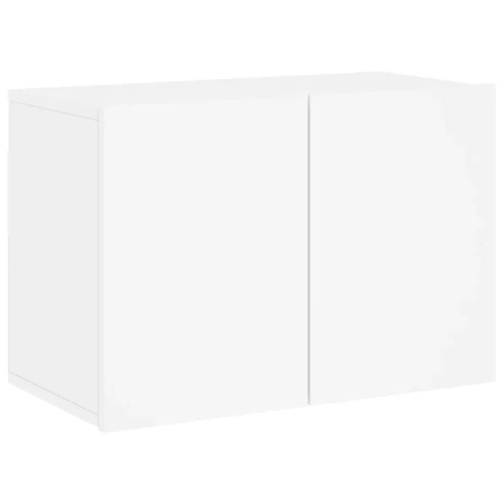 Floating Storage Shelves 6 Piece White Engineered Wood TV Wall Unit for Living Room or Bedroom