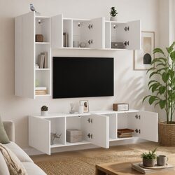 Your New Favorite 5 Piece White Wall-Mounted TV Unit