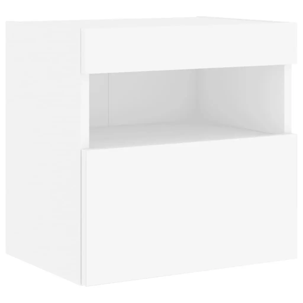 Floating TV Cabinet Set 7 Piece White Modern Storage Unit with Customisable RGB LED Lights