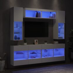 Your 6 Piece White TV Wall Cabinet with LED Lights